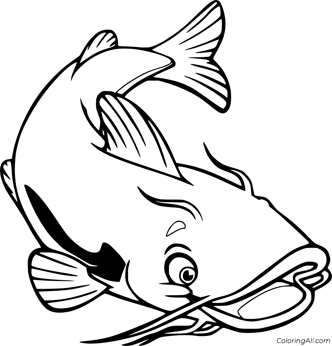 Catfish with Glasses Coloring Page