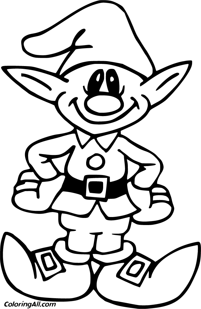 Christmas Elf Coloring Pages - ColoringAll