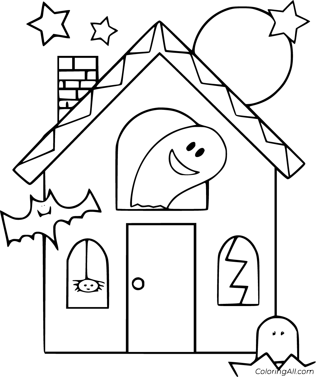 Ghost house hand drawing vintage style isolate Vector Image