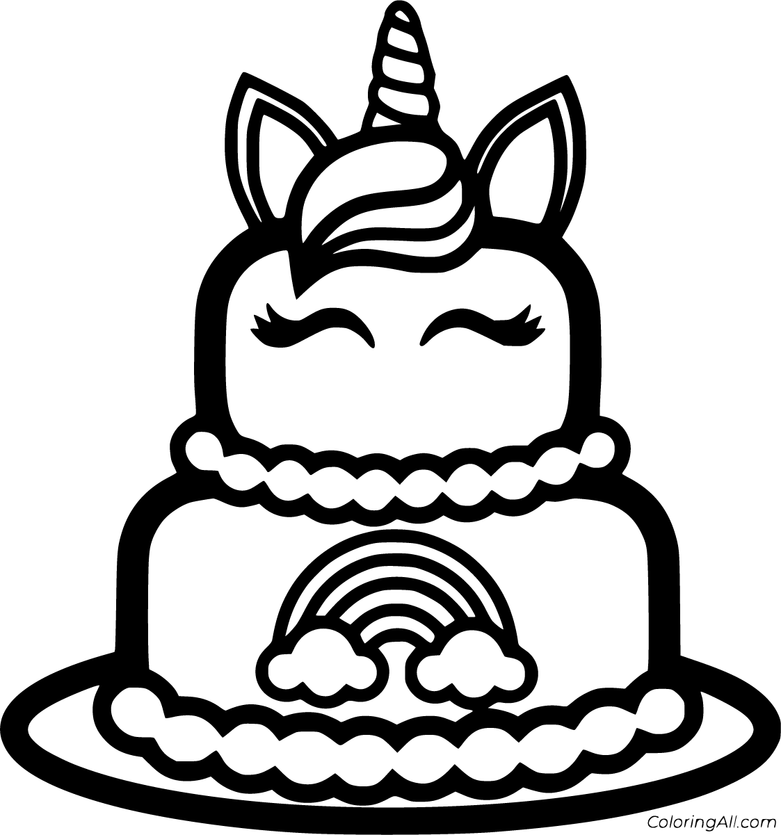 Cake Isolated Coloring Page for Kids Stock Vector - Illustration of  dessert, kids: 258129304