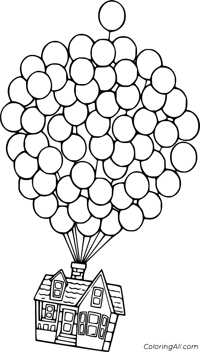 Up House Flying In The Sky Coloring Page Disney Coloring Pages House ...